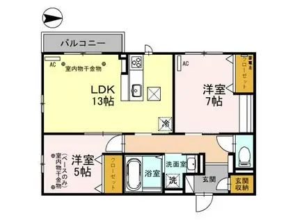 CIELDAGE(2LDK/1階)の間取り写真