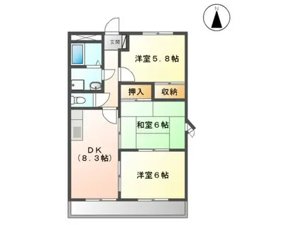 グランドール(3DK/1階)の間取り写真