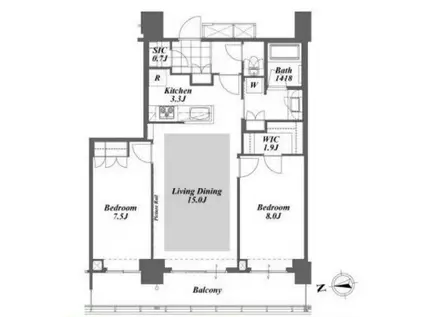 BRILLIA IST TOWER 勝どき(2LDK/38階)の間取り写真