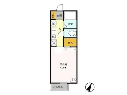 ディアコート(1K/2階)の間取り写真