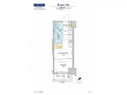 プラウドフラット西日暮里(1DK/8階)の間取り写真