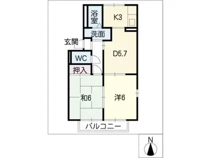 エクセルさかい(2DK/2階)の間取り写真