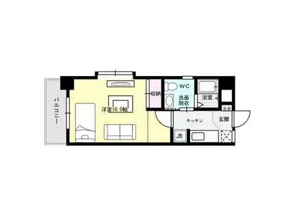 レジデンス高丘III(1K/4階)の間取り写真