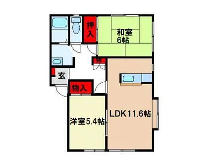 ビューテラス(2LDK/1階)の間取り写真