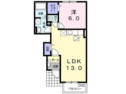 アニューJ I(1LDK/1階)の間取り写真