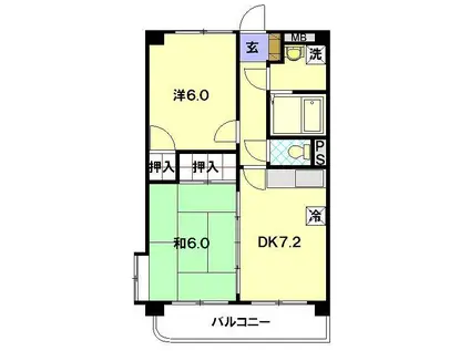 フルーラル花園(2DK/2階)の間取り写真