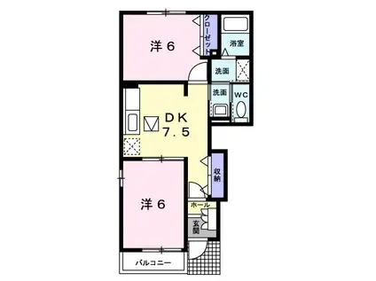 MAISON SOLEIL(2DK/1階)の間取り写真