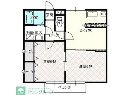 パールハイツ(2DK/2階)の間取り写真