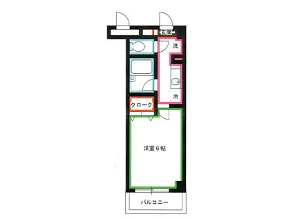 セレーノ武蔵野(1K/2階)の間取り写真