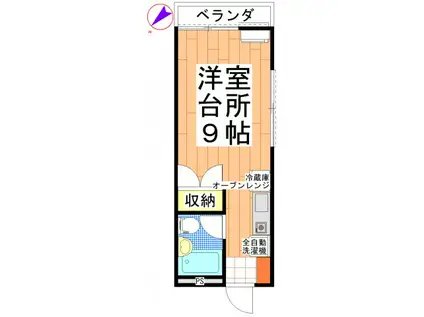 小川ハイム(ワンルーム/1階)の間取り写真
