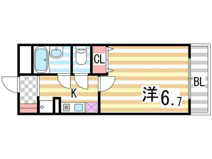 ドリームネオポリス西鴻池(1K/4階)の間取り写真