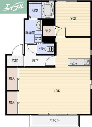 アークグリーン(1LDK/2階)の間取り写真