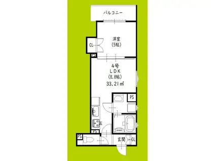 クリエオーレ牧野本町(1LDK/1階)の間取り写真
