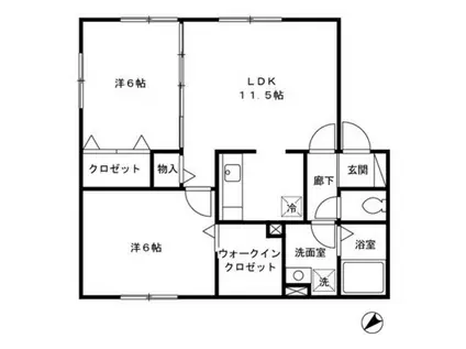 グランモアフジ(2LDK/2階)の間取り写真