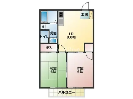 メゾン華I(2LDK/1階)の間取り写真
