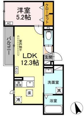 SUN HILLS三組(1LDK/1階)の間取り写真