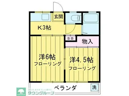 本八幡サンローズ(2K/1階)の間取り写真