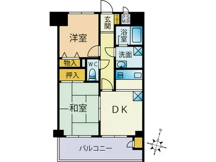 ダイアパレス植物園(2DK/2階)の間取り写真