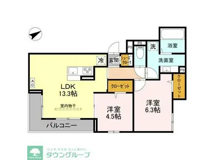 ビーネ北坂戸(2LDK/3階)の間取り写真