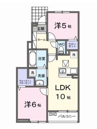 光テラス II(2LDK/1階)の間取り写真