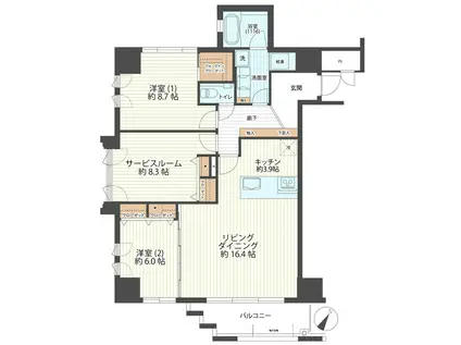 ガーデンテラス駅西中央公園(2SLDK/4階)の間取り写真