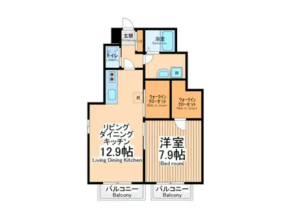 ヴィルエスト1(1SLDK/1階)の間取り写真