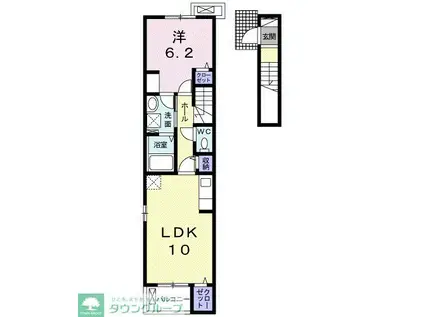 FRAISE COCO II(1LDK/2階)の間取り写真