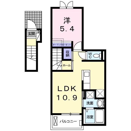 サンデリアーナIII A(1LDK/2階)の間取り写真