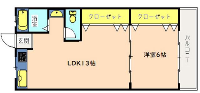 コーポ北村(1LDK/3階)の間取り写真