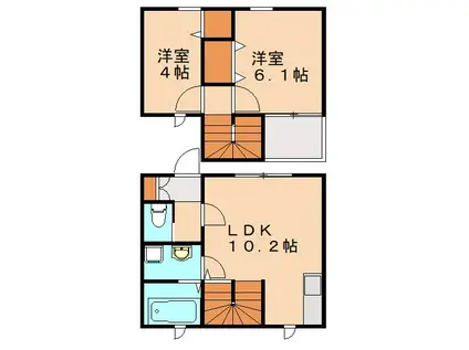 シアハウス三ヶ森(2LDK/1階)の間取り写真