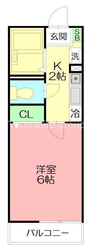 小田急江ノ島線 六会日大前駅 徒歩9分 2階建 築24年(1K/1階)の間取り写真