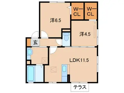 メゾン・ド・アンジュ(2LDK/1階)の間取り写真