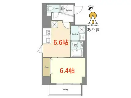 グランカーサ横浜磯子(1DK/3階)の間取り写真
