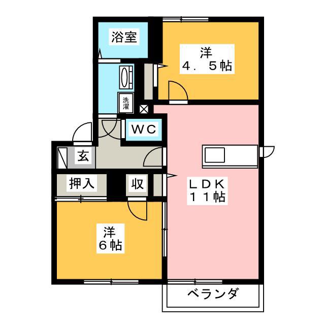 シャトー999(2LDK/2階)の間取り写真
