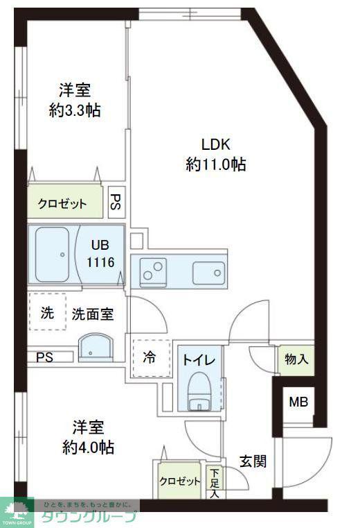 レピュア小石川レジデンス(2LDK/5階)の間取り写真