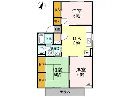 アンプルールフェールメルベェイユー(2DK/3階)の間取り写真