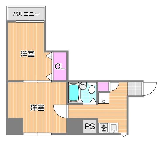 第一天瀬ビル(2K/5階)の間取り写真