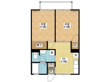 プレジール橘(2DK/1階)の間取り写真