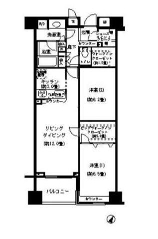 KDXレジデンス日本橋水天宮(2LDK/6階)の間取り写真