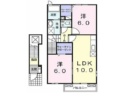 クレメント(2LDK/2階)の間取り写真