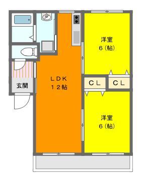 メゾン・ライフ(2LDK/1階)の間取り写真