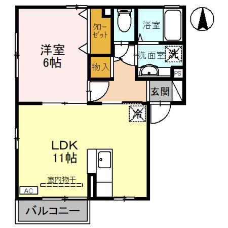 フォンテーヌ(1LDK/2階)の間取り写真