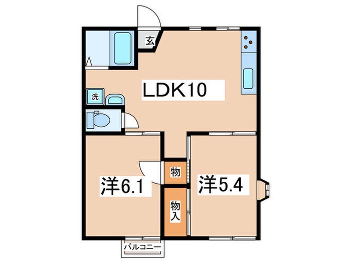 リブレス相模原(2LDK/2階)の間取り写真