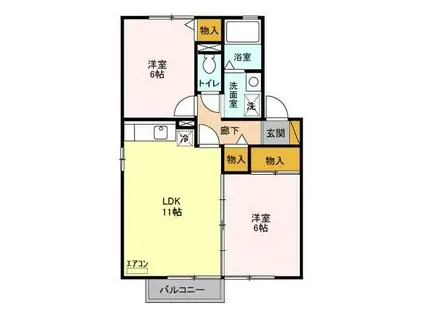 アプリコットメゾン(2LDK/2階)の間取り写真