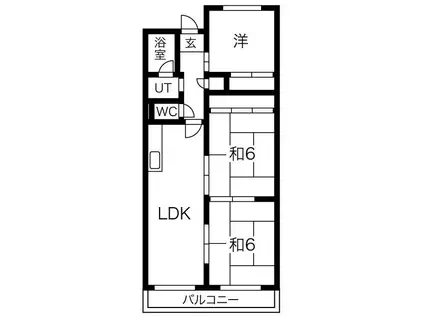 エステート三島(3LDK/2階)の間取り写真