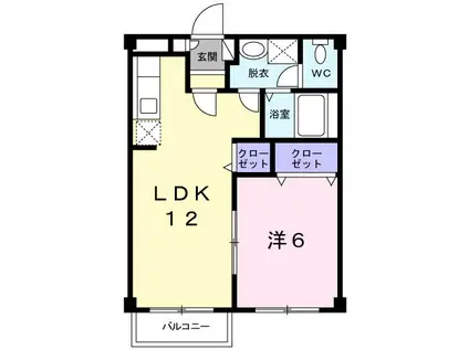 アメニティーパートI(1LDK/2階)の間取り写真