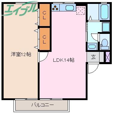プラムヒルズ(1LDK/1階)の間取り写真