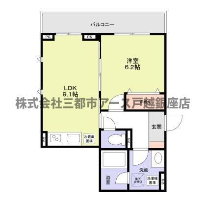 京急本線 北品川駅 徒歩12分 3階建 築5年(1LDK/2階)の間取り写真