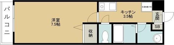 グローリー11(1K/1階)の間取り写真
