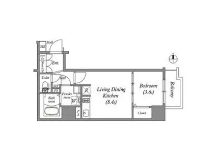 メインステージ大阪ノースGATEII(1LDK/10階)の間取り写真